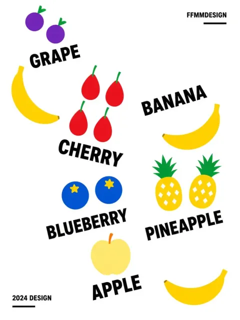 Pop Art Geometric Fruit Flat Vector Poster
