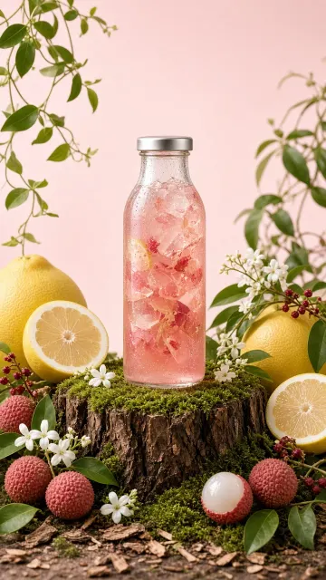 Pastel Gradient image example: Fresh Botanical Fruit Tea Commercial Advertising