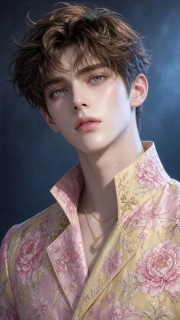 Handsome Man in Floral Print Fashion Portrait