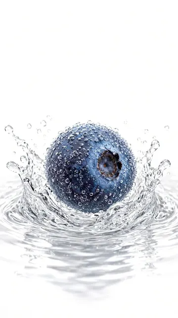 Blueberry Splash Water Drop High-Speed Macro