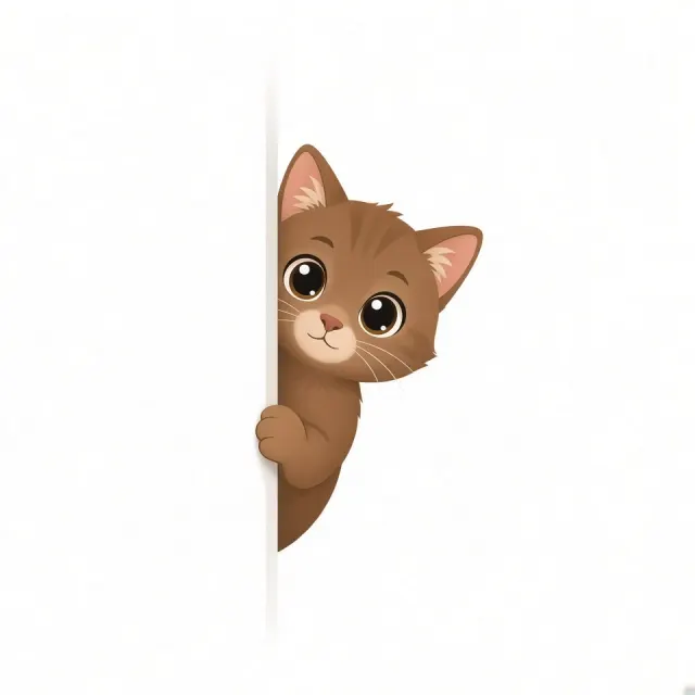 Minimalist Peeking Brown Cat Wallpaper