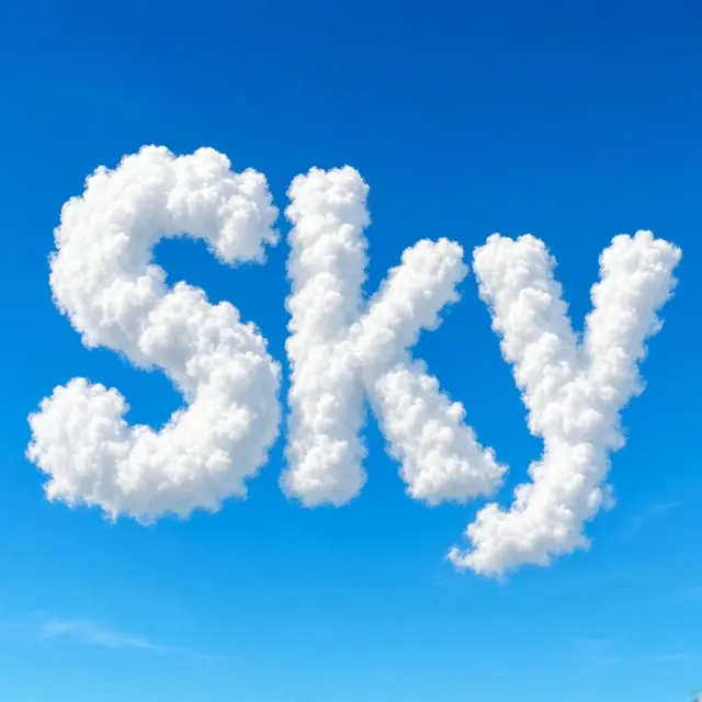 Fluffy Cloud Typography Sky Text Design