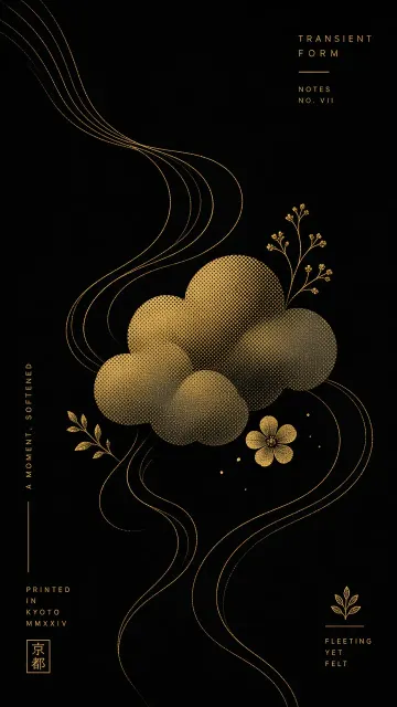 Minimalist Gold Line Abstract Cloud Silkscreen Poster
