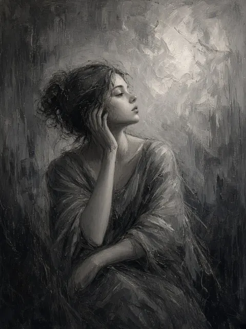 Figurative Art image example: Classical Monochrome Expressive Figure Oil Sketch