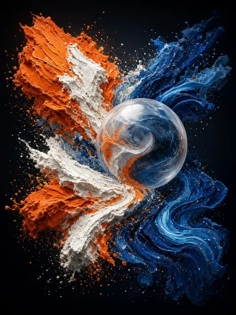 Palette Knife image example: Abstract Dynamic Particle Impasto Digital Art