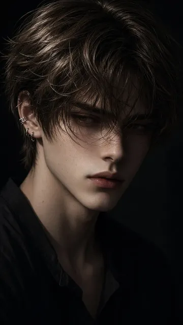 Moody Portrait of a Young Man in Black