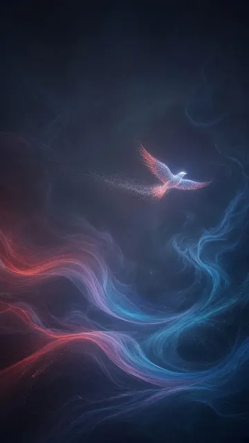 Abstract Particle Bird in Negative Space