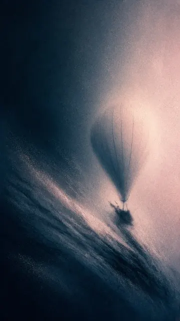 Hot Air Balloon image example: Minimalist Granular Hot Air Balloon Illustration