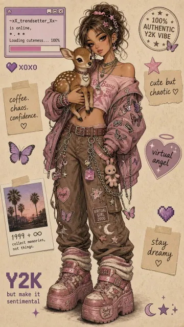 Subculture image example: Y2K Avatar Style Portrait with Little Fawn