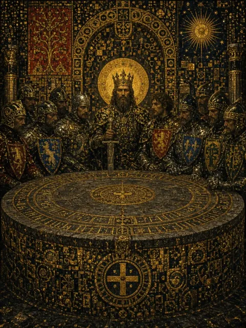 Decorative Art image example: Knights of the Round Table in Symbolist Gold Leaf