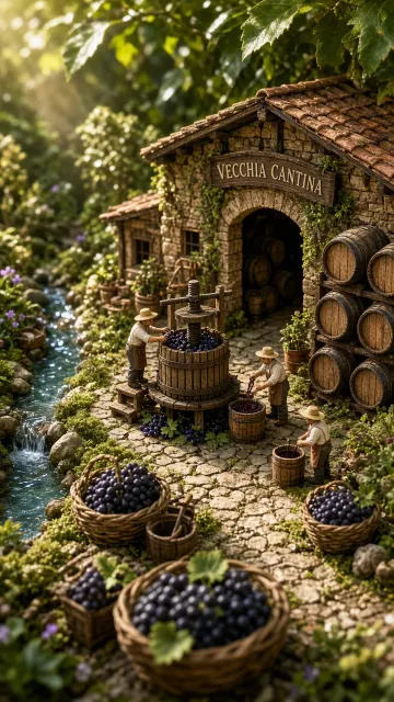 Miniature Diorama of an Ancient Grape Winery