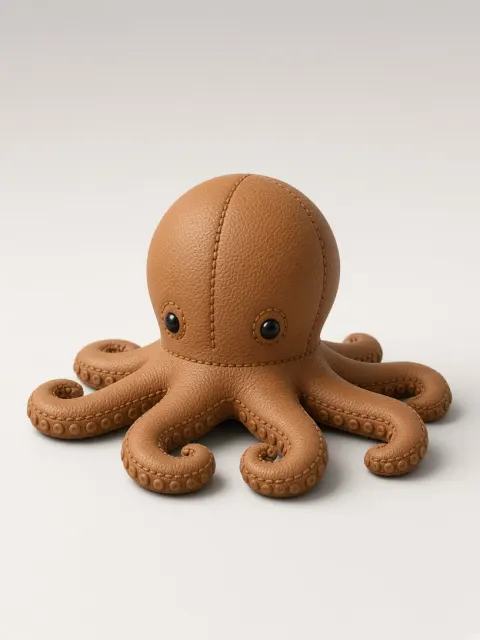 Leather Craft image example: Cute Stitched Leather Octopus Figurine