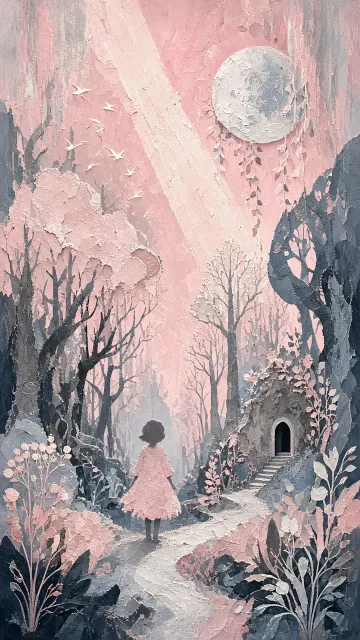 Fairy Tale Forest Impasto Collage Illustration