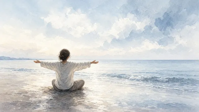 Serene Watercolor Beach Embrace