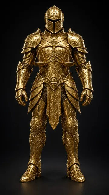 3D Libra Zodiac Golden Armor Display
