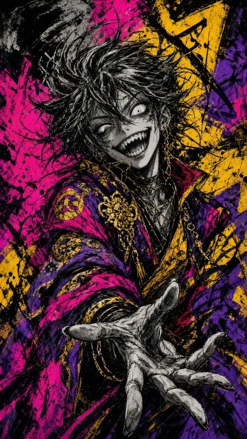 Expressive Charcoal Graffiti Anime Portrait