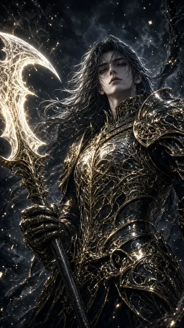 Hard Lighting image example: Dark Gold Baroque Armor Gothic Fantasy Illustration