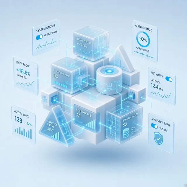 Abstract Geometric image example: 3D Flat Floating Tech Data Modules Illustration