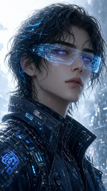 Cool Tone image example: Cyberpunk Cybernetic Jacket Youth Illustration