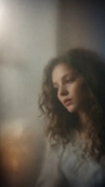 Moody Vintage Film Portrait of Brunette Woman