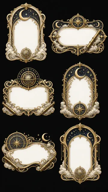 Cosmic Galaxy image example: Mucha Inspired Celestial Title Frame Collection