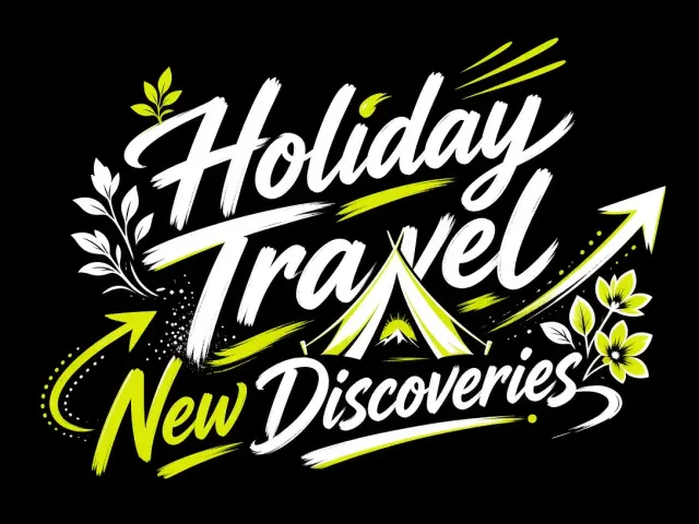 Vector Graphic image example: Holiday Travel New Discovery Creative Typographic Logo