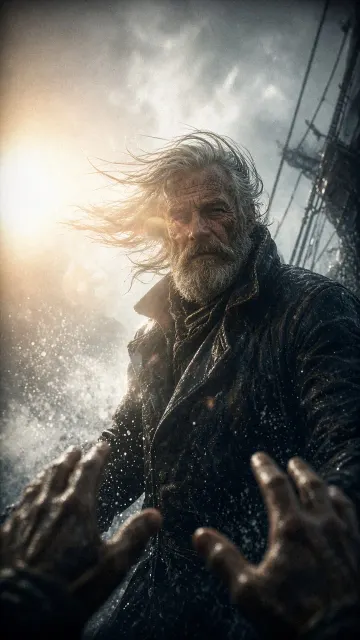 Cinematic Portrait image example: Cinematic Portrait of Weathered Sea Captain