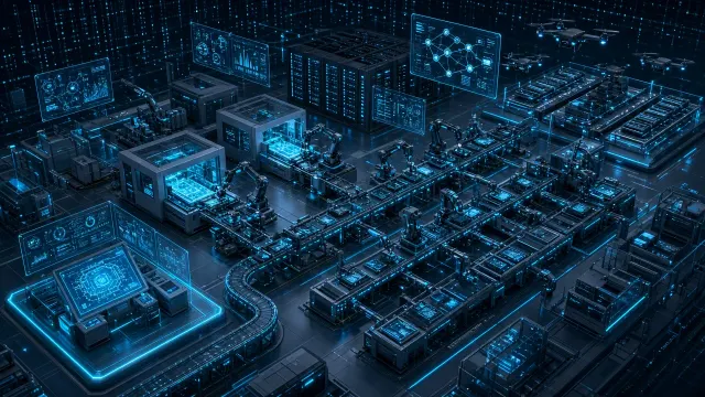High Tech image example: Smart AI PCB Manufacturing Facility 3D Model