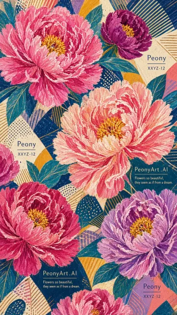 Matisse-Inspired Peony Floral Seamless Pattern