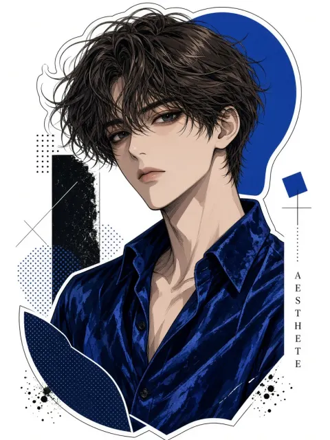 Male Portrait image example: Avant-Garde Stylized Fashion Manhua Portrait