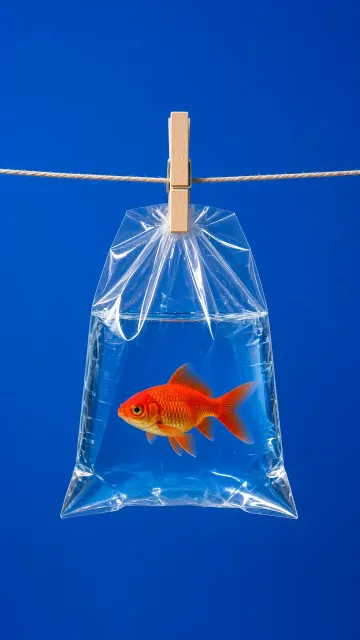 Royal Blue Contrast Goldfish in Water Bag