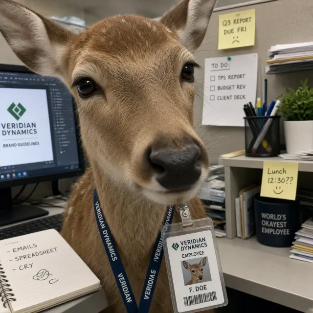 Humor image example: Jaded Deer Office Selfie Snapshot