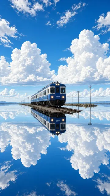 Sky Mirror image example: Vintage Train on Sky Mirror Railway