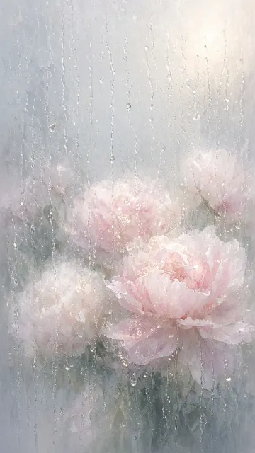Frosted Glass Peony Watercolor Painting