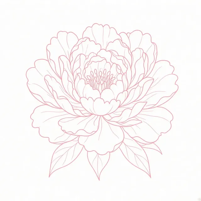 Minimalist Vector image example: Soft Pink Line Art Peony Flower Illustration