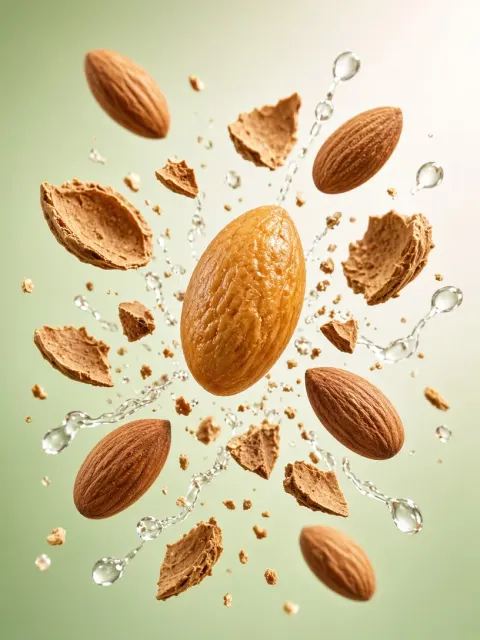 Food Styling image example: Gourmet Almond Splash Commercial Food Photography