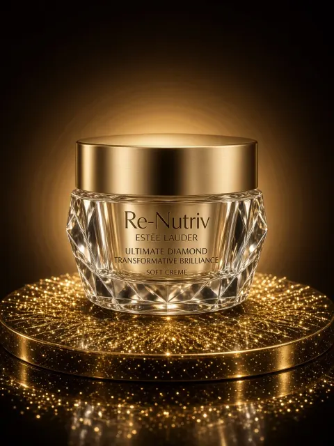 Golden Glow image example: Golden Luxury Re-Nutriv Skincare Jar Commercial Visual