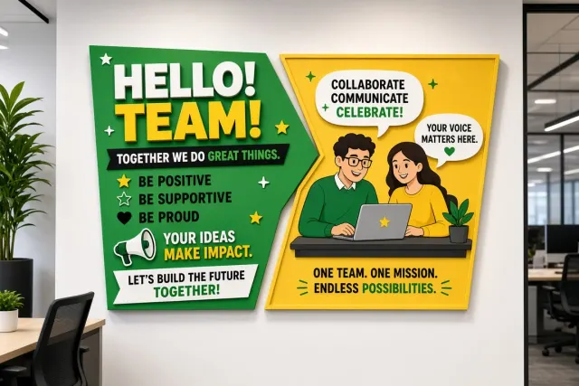 Vector Illustration image example: Modern Office Acrylic Culture Wall Display