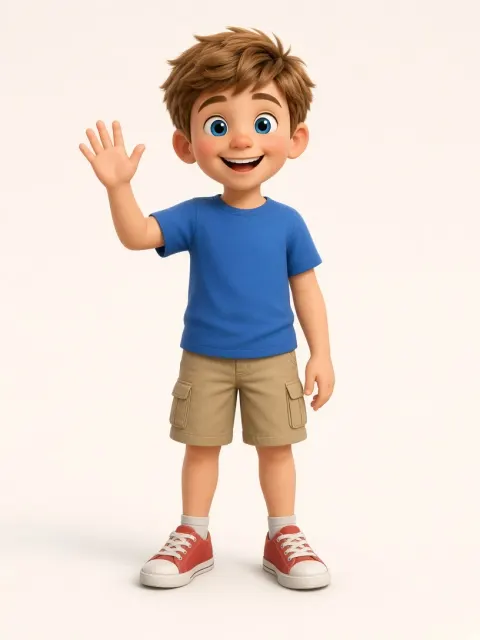 Animated Character image example: Stylized 3D Animated Little Boy Character