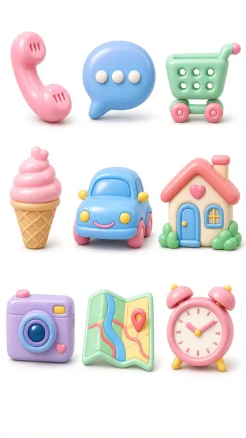 Food & Drink image example: Cute 3D Inflatable Cartoon Icon Set