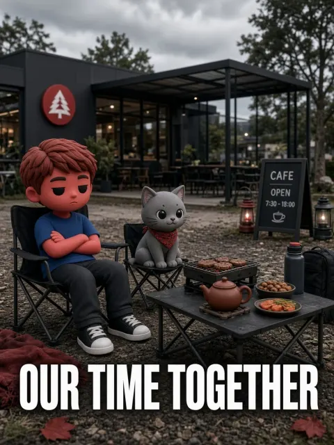 Blind Box Toy image example: Trendy Blind Box Character and Cat Camping Scene