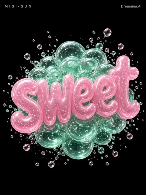 Glossy 3D Jelly Sweet Typography Design