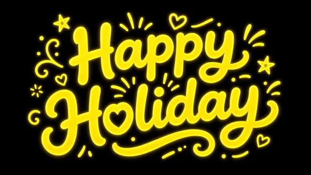 Moody Atmosphere image example: Neon Yellow Bubbly 'Happy Holiday' Hand-Lettering