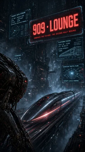 Cyberpunk High-Speed Train Station Poster