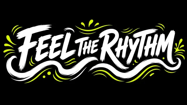 Party Theme image example: Feel the Rhythm Dynamic Party Typography