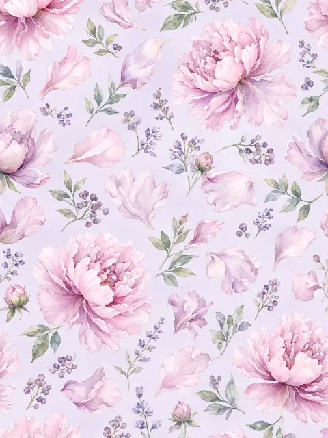 Flora and Botanical image example: Watercolor Peony Petal Seamless Repeat Pattern