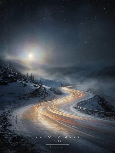 Nocturnal Snow Highway Dreamcore Long Exposure