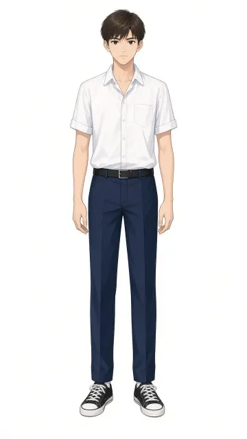 Fresh and Clean image example: Full Body 3D Anime Schoolboy Character Design