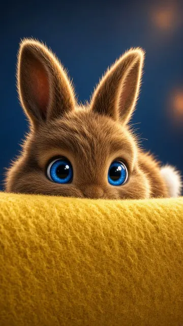 Animated Baby Brown Bunny Macro Portrait