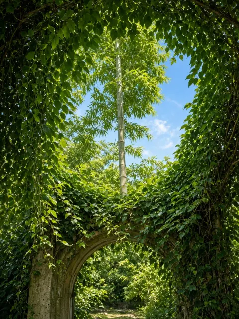 Nature Photography image example: Bamboo Shadow and Circular Greenery Nature Photography